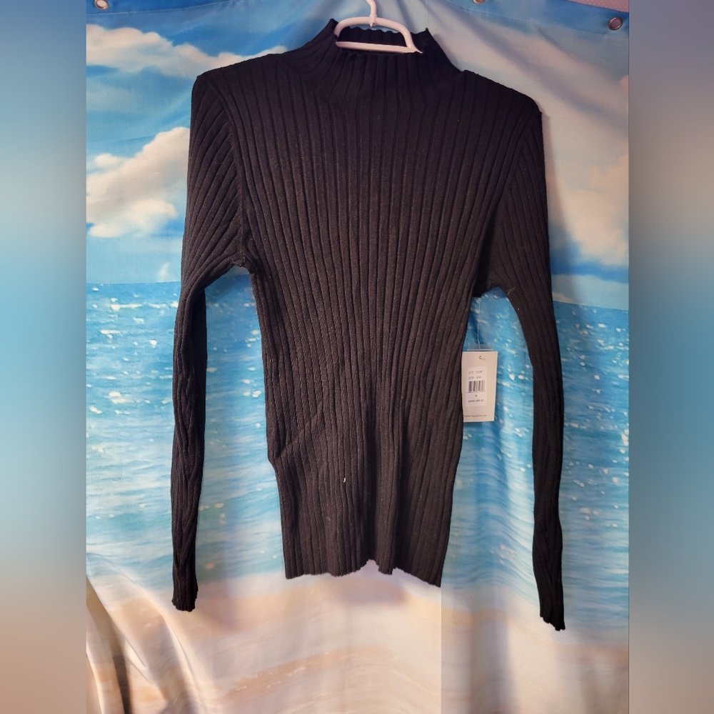 Raya by Cyrus Black Ribbed Sweater Womens Size Medium